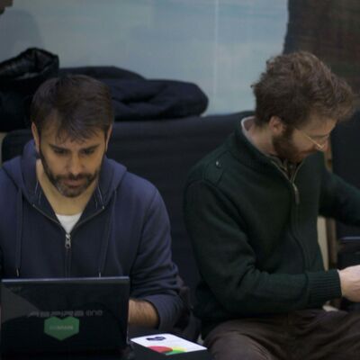 Pako Rodr&iacute;guez and Carlos Juan of Ouishare Madrid