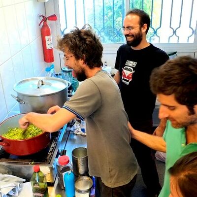 Italian crew at the kitchen